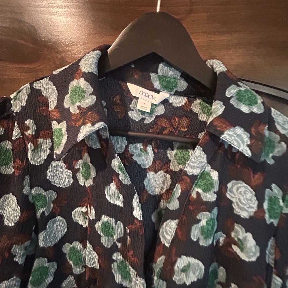 Anthropologie Maeve V Neck Ruffle Top - Picture 8 of 9